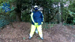 HiViz pup sneaked out of work to have a quick paw