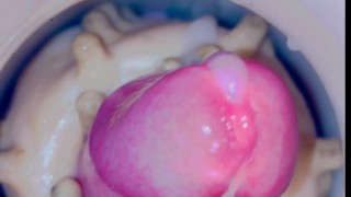 Fucking pussy fleshlight - inside view - close up cumming
