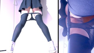 Jerky knees in black knee high