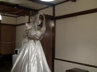 Wedding Dress Crossdresser Self-bondage Standing Shibari